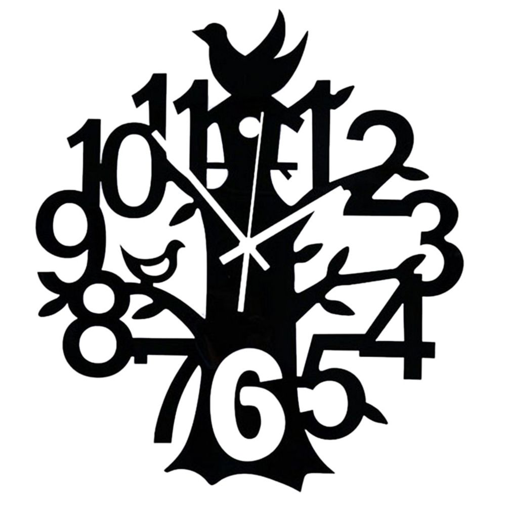 marque generique - arbre en forme de mur horloge temps 12h affichage quartz horloge décorative facile lire c - Horloges, pendules