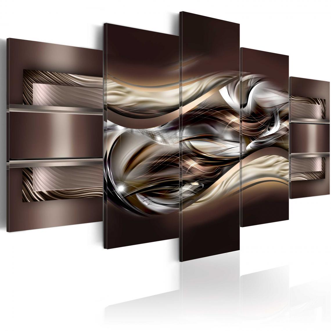 Decoshop26 - Tableau sur toile en 5 panneaux décoration murale image imprimée cadre en bois à suspendre Variation de chocolat 100x50 cm 11_0009753 - Tableaux, peintures