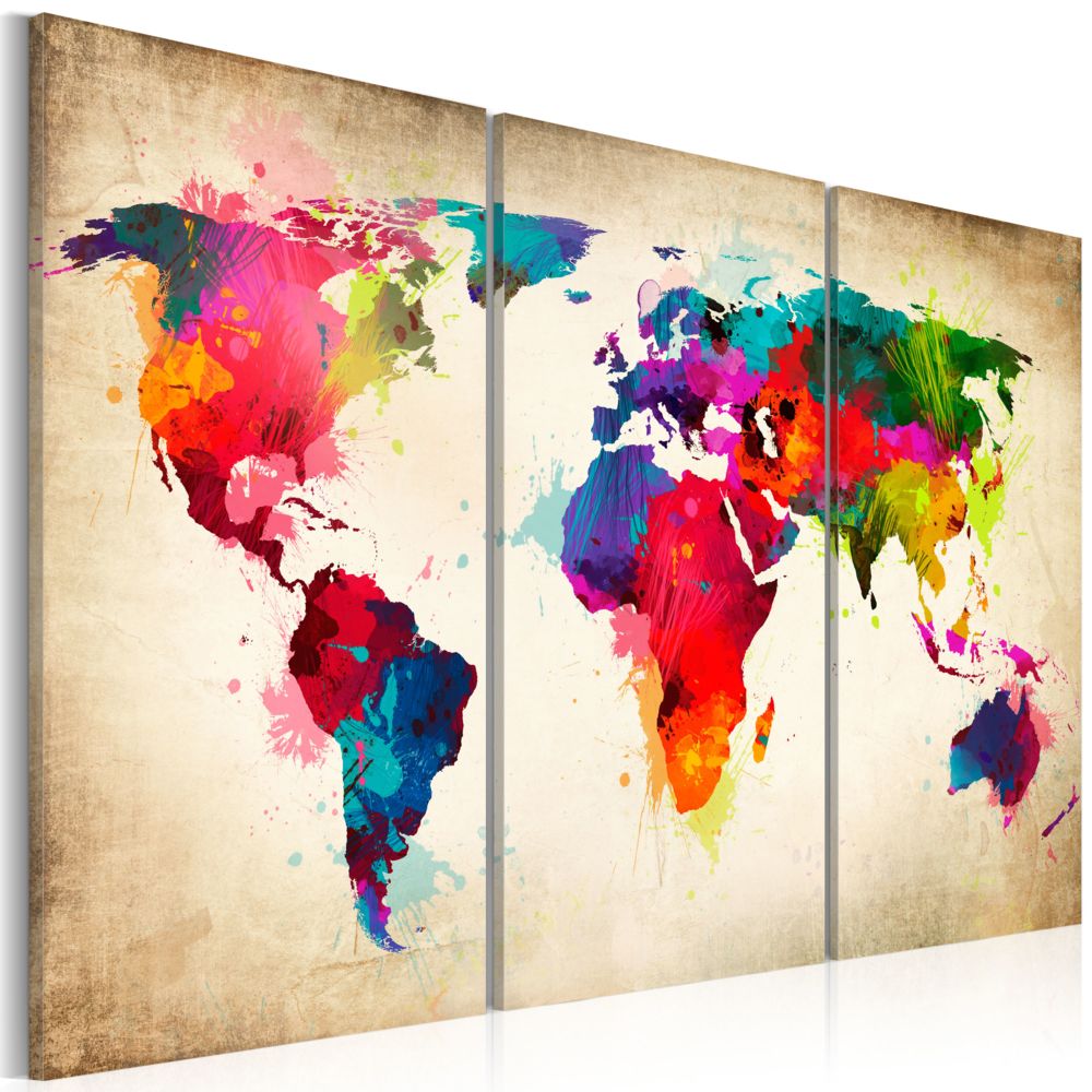 Bimago - Tableau - Rainbow Continents - Décoration, image, art | Cartes du monde | - Tableaux, peintures