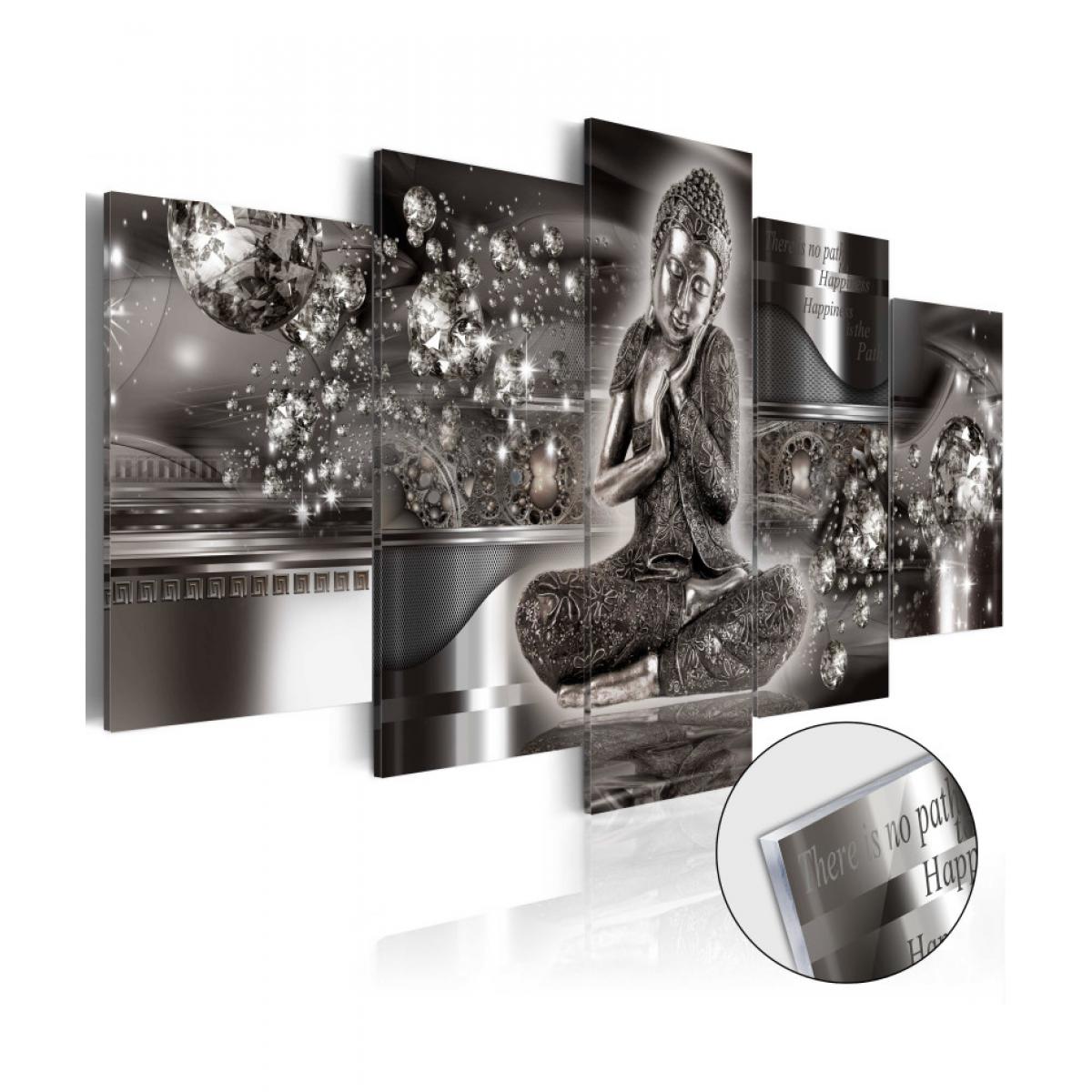 Artgeist - Tableau sur verre acrylique - Silver Serenity [Glass] 100x50 - Tableaux, peintures