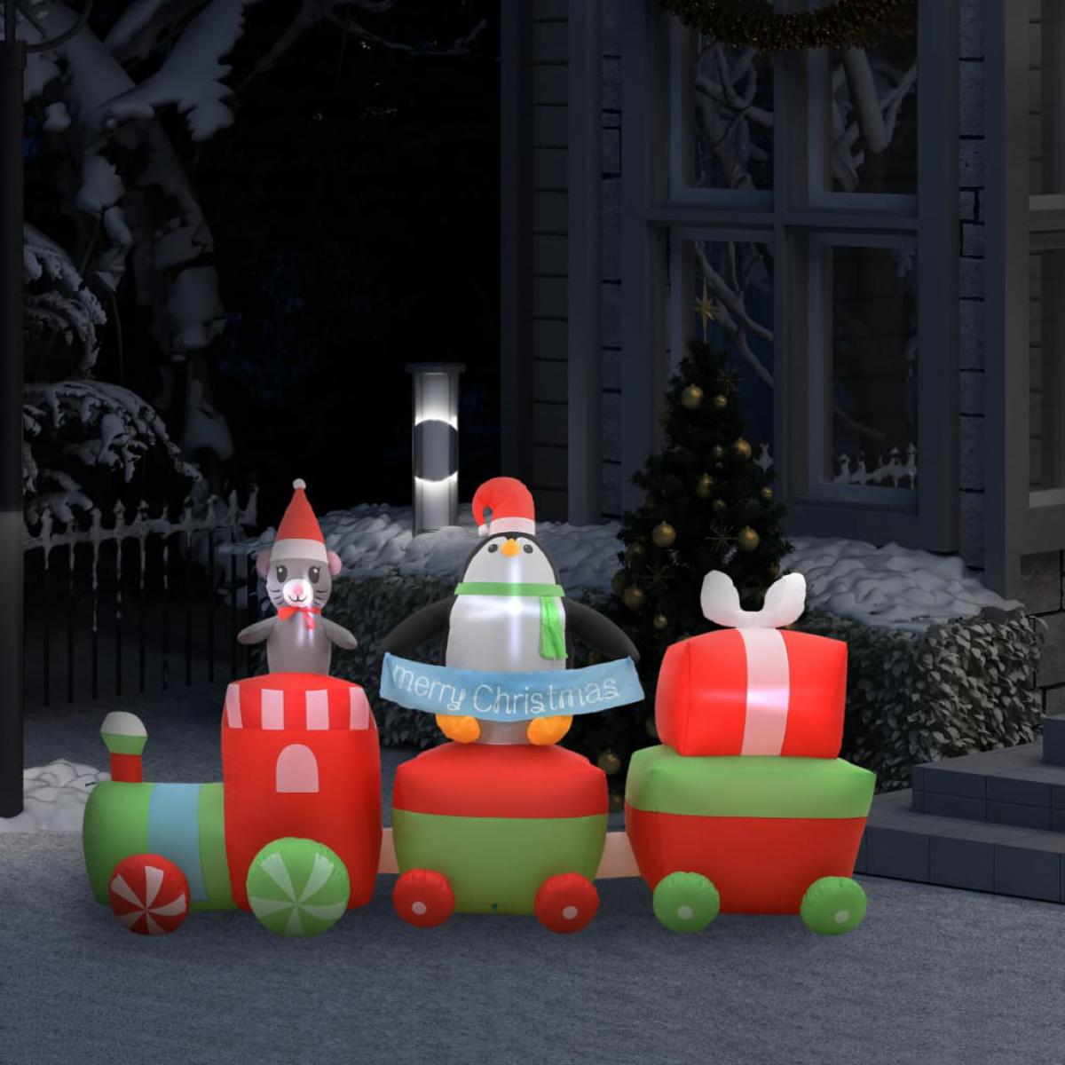 Vidaxl - vidaXL Pingouin et souris gonflables en train de Noël LED IP44 350 cm - Décorations de Noël