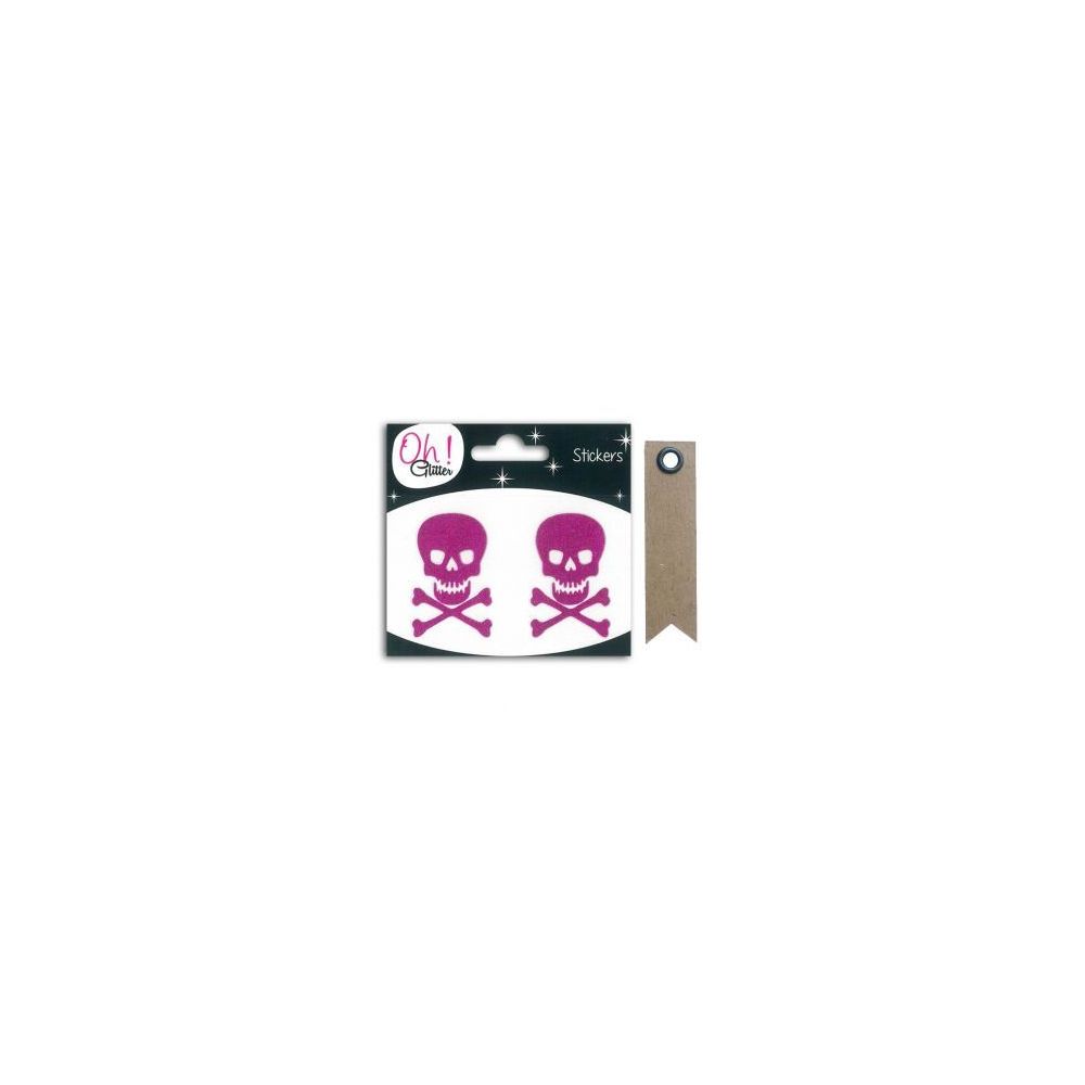 marque generique - Stickers tête de mort à paillettes Fuchsia + 20 étiquettes kraft Fanion - Décorations de Noël
