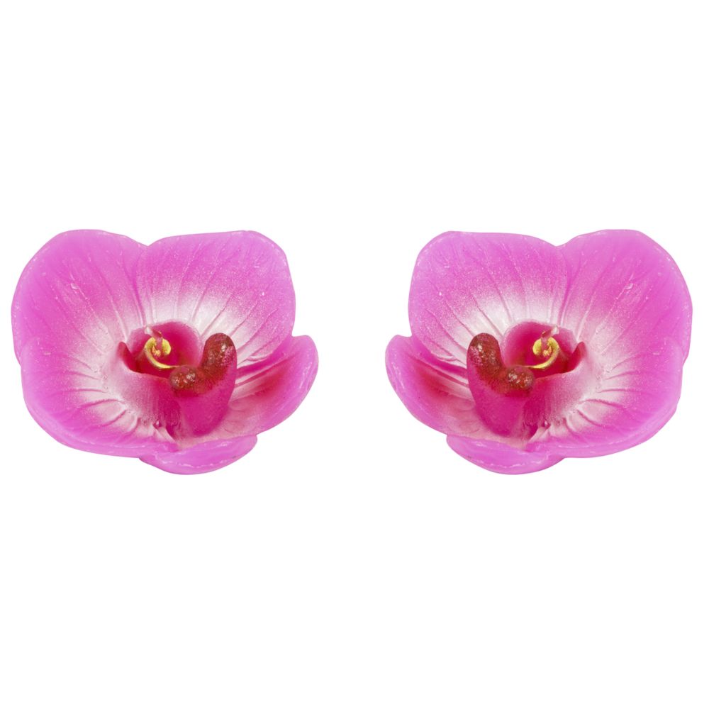 Visiodirect - Lot de 2 Bougies flottantes orchidées coloris Fuschia - 7,2 x 3 cm - Objets déco