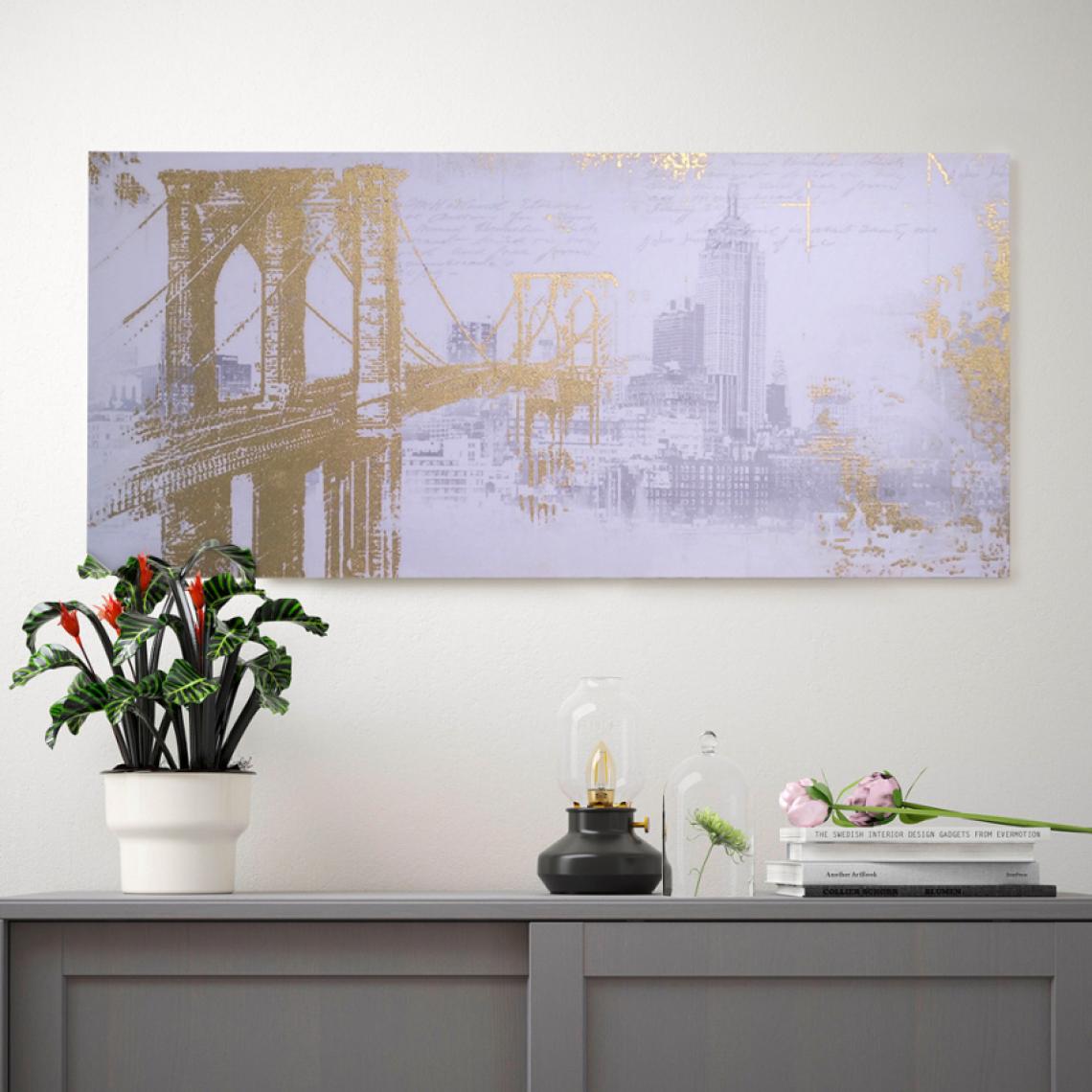 Tema - Tableau de paysage urbain peint à la main sur toile 110x50cm NYC - Tableaux, peintures