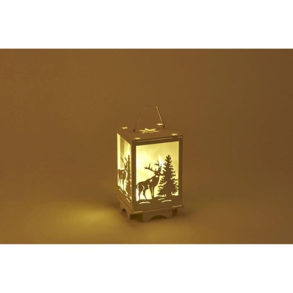 Cstore - Lanterne Lumineuse déco Renne - 10 LED - H 16 cm - Blanc - Décorations de Noël