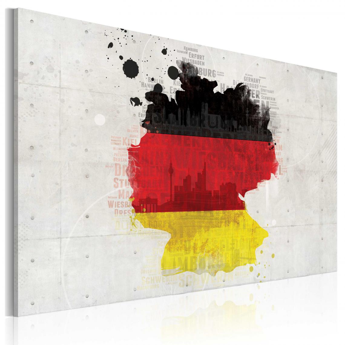 Decoshop26 - Tableau sur toile décoration murale image imprimée cadre en bois à suspendre Carte de l'Allemagne 90x60 cm 11_0003818 - Tableaux, peintures