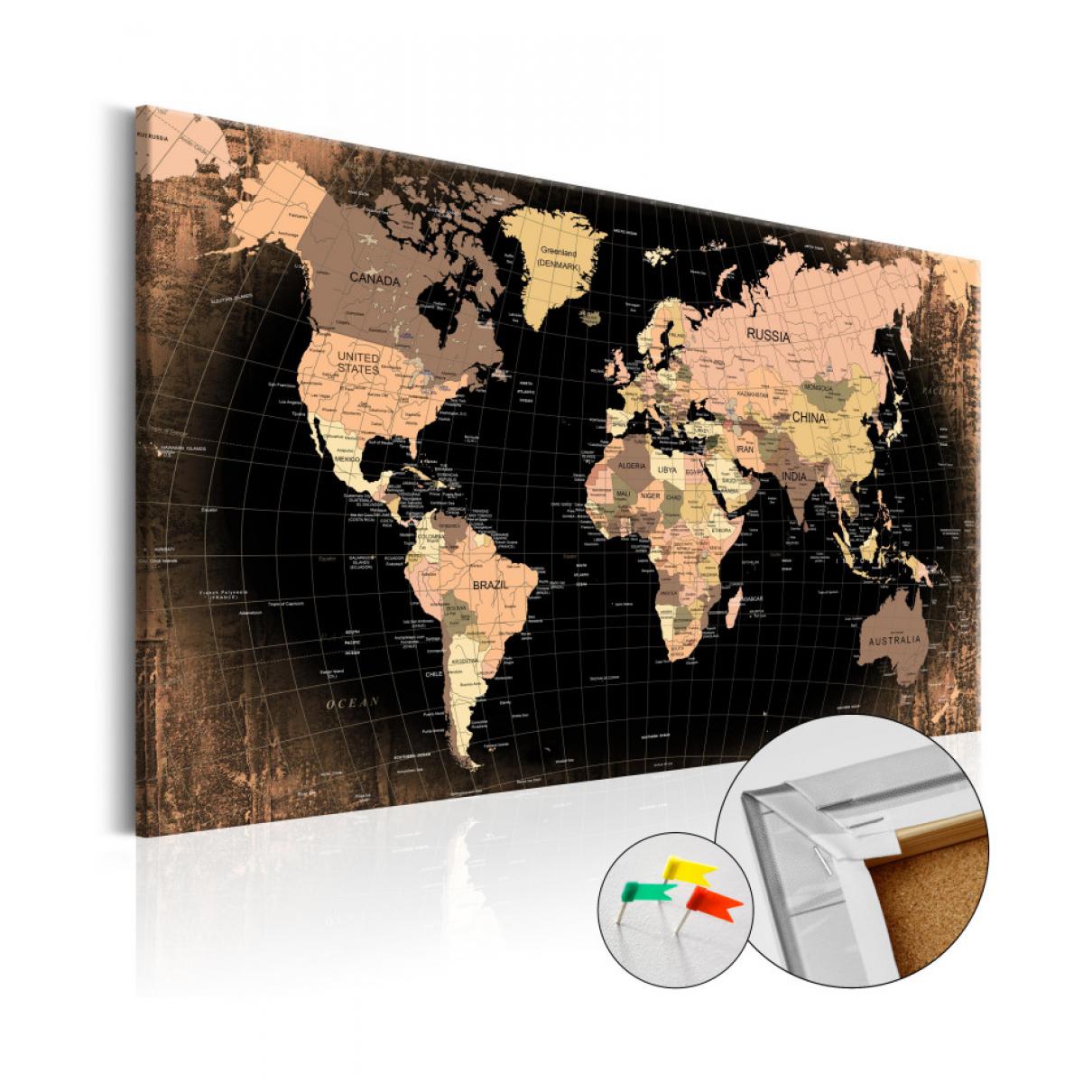 Artgeist - Tableau en liège - Planet Earth [Cork Map] 120x80 - Tableaux, peintures