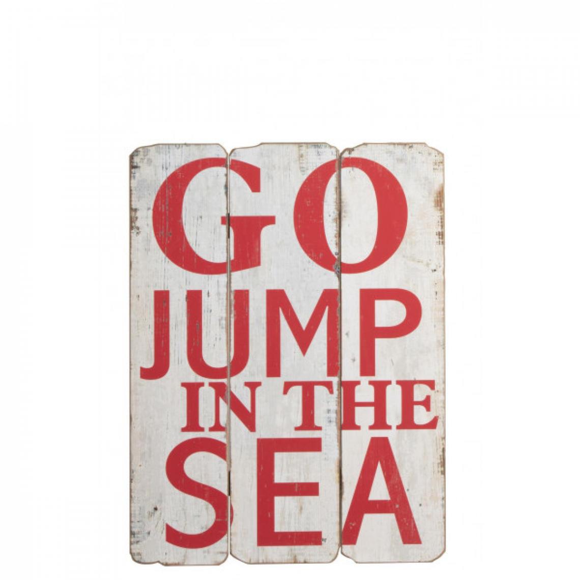 Dansmamaison - Pancarte Go Jump In The Sea Bois Blanc/Rouge - L 61 x l 45 x H 3 cm - Objets déco