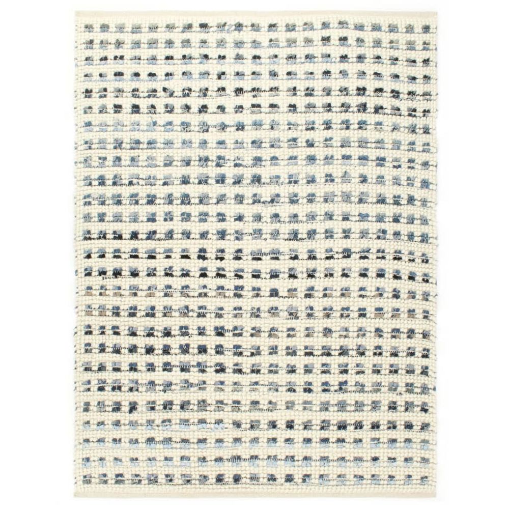 marque generique - Icaverne - Petits tapis collection Tapis en laine et denim 160 x 230 cm Bleu/Blanc - Tapis