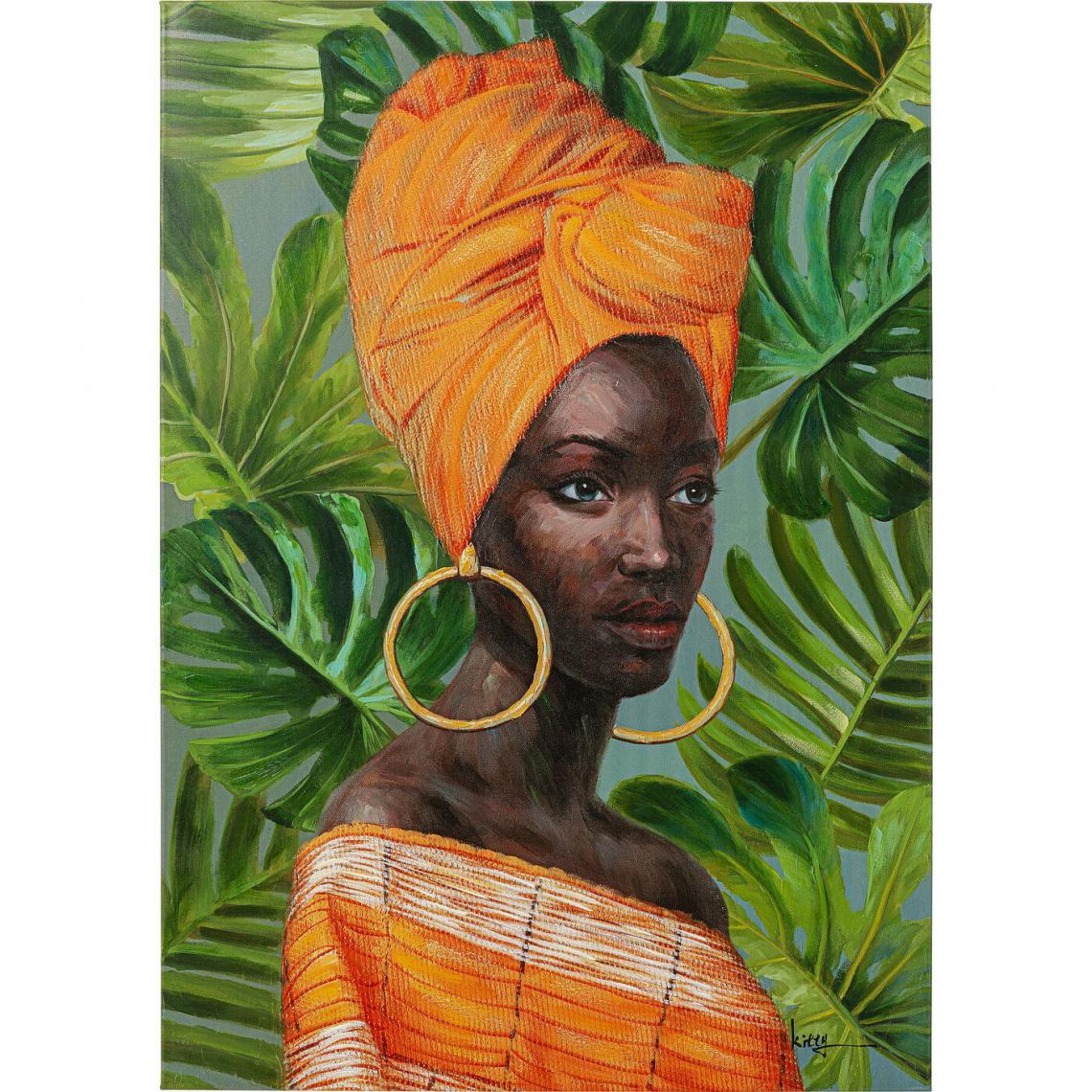 Karedesign - Tableau femme africaine orange créoles 70x100cm Kare Design - Tableaux, peintures