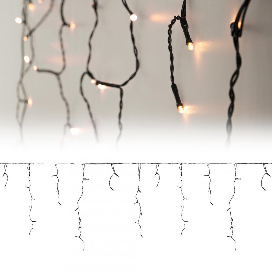 Ecd Germany - Rideau lumineux à LEDs 6m blanc chaud avec 180 LEDs en PVC - Décorations de Noël
