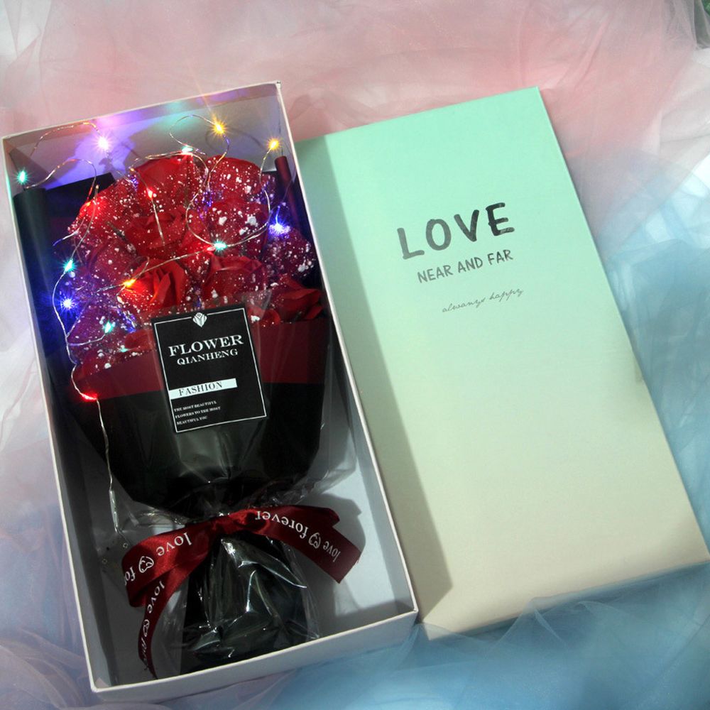 marque generique - LED Saint Valentin Lumière Savon cadeau Boîte à fleurs Rose Salle de mariage Souvenirs - Plantes et fleurs artificielles