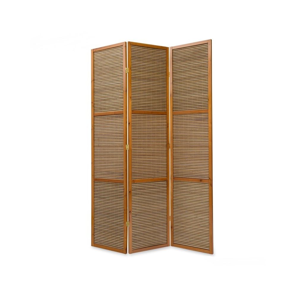 Decoshop26 - Paravent 3 panneaux marron en bois et bambou 132x200 cm PAR06049 - Paravents