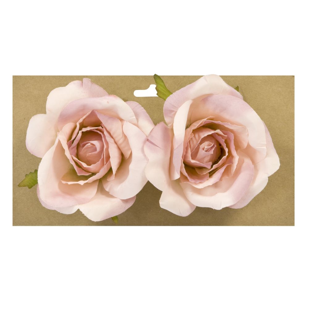 Visiodirect - Lot de 2 Roses à attacher coloris Rose Foncé - 10 cm - Objets déco