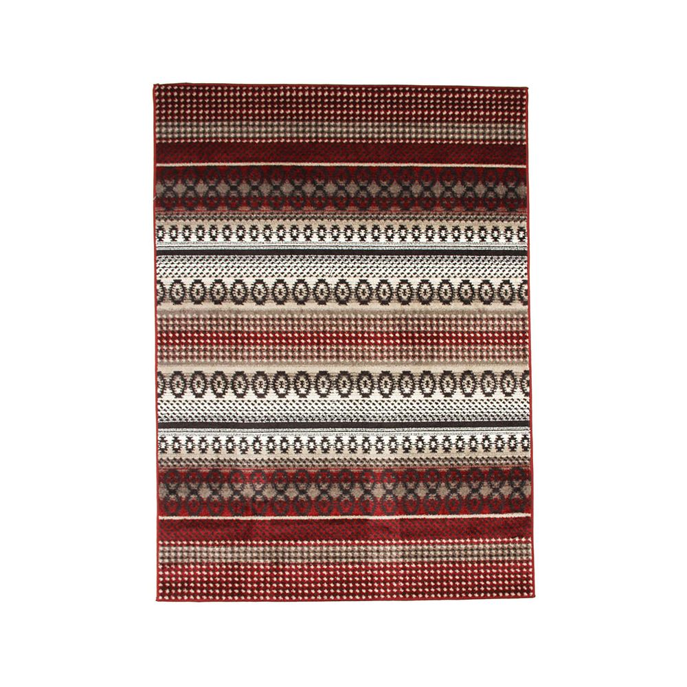 Mon Beau Tapis - CASA - Tapis toucher laineux motifs lignes scandinaves rouge 133x190 - Tapis
