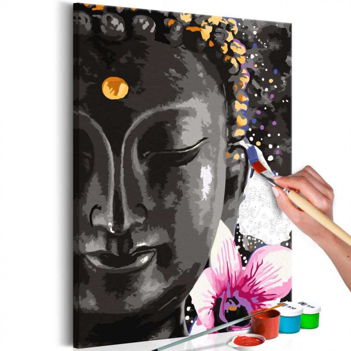 Artgeist - Tableau à peindre par soi-même - Buddha and Flower .Taille : 40x60 - Tableaux, peintures