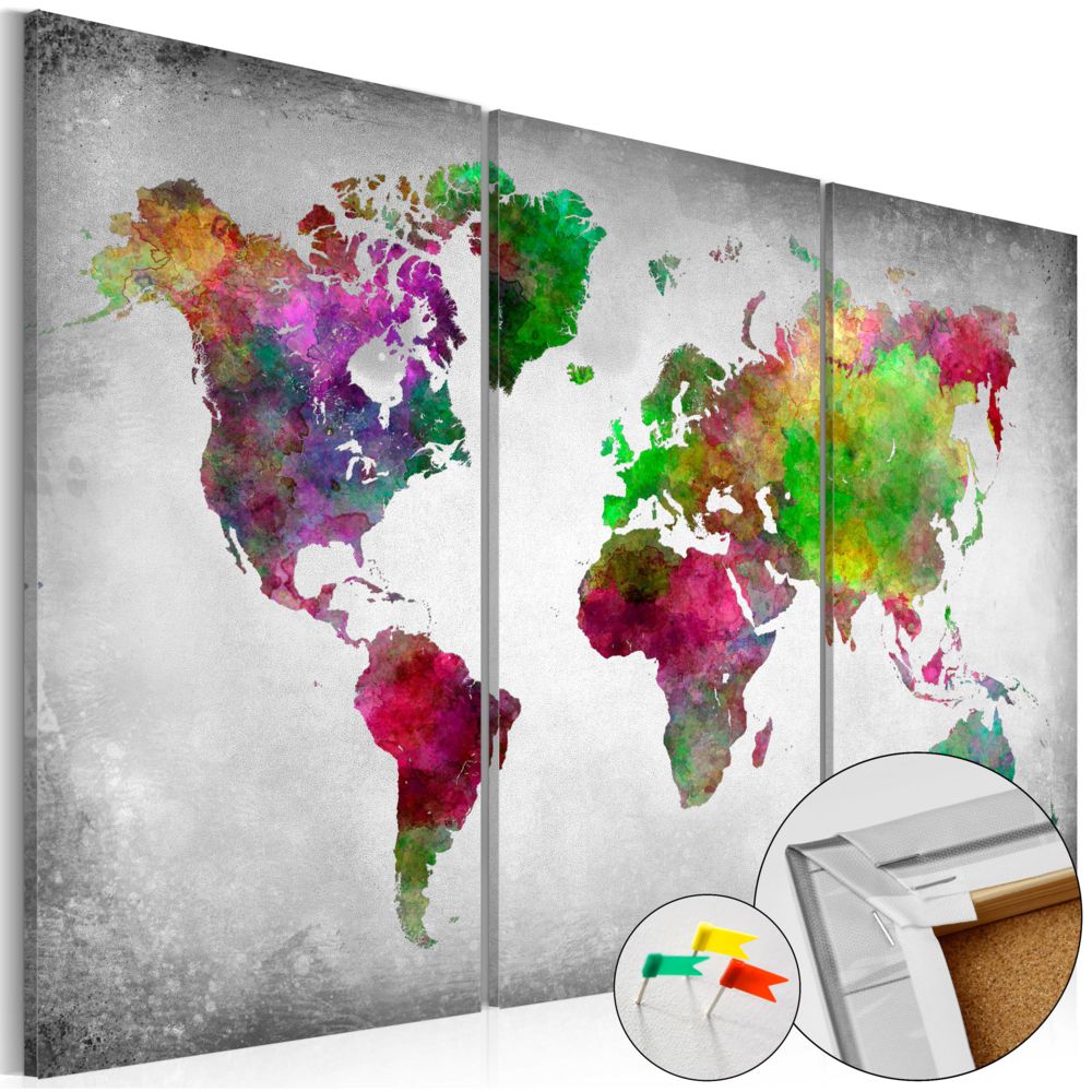 Bimago - Tableau en liège - Diversity of World [Cork Map] - Décoration, image, art | - Tableaux, peintures