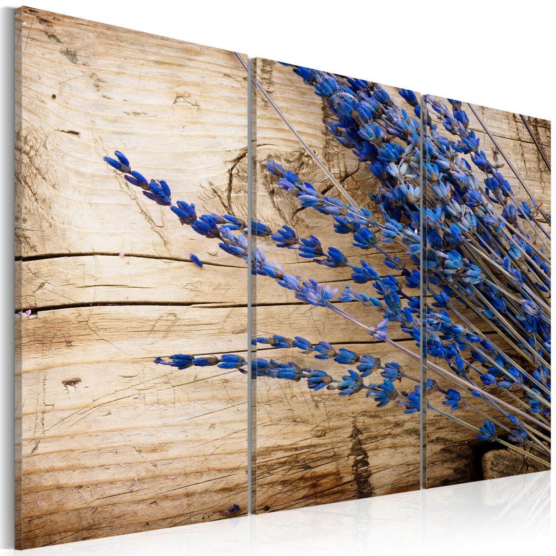 Decoshop26 - Tableau sur toile en 3 panneaux décoration murale image imprimée cadre en bois à suspendre Lavande 120x80 cm 11_0008478 - Tableaux, peintures
