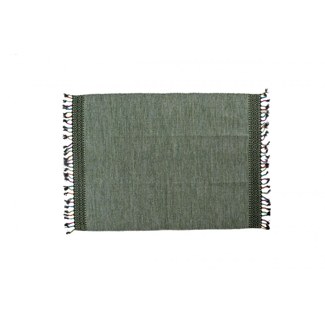 Alter - Tapis moderne Dallas, style kilim, 100% coton, vert, 230x160cm - Tapis