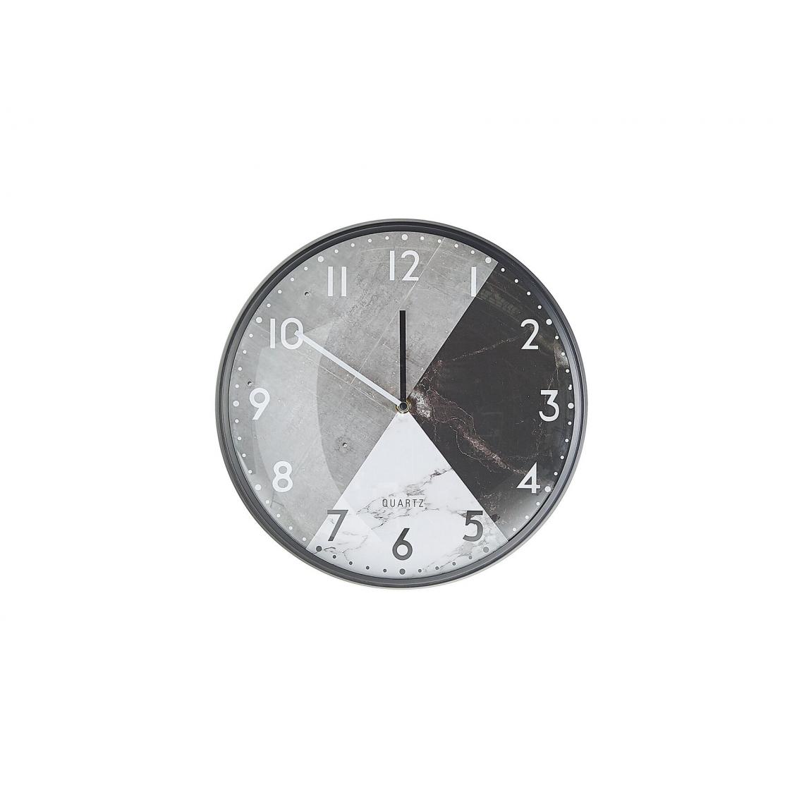 Beliani - Horloge murale effet marbre gris et noir ø 33 cm DAVOS - Horloges, pendules