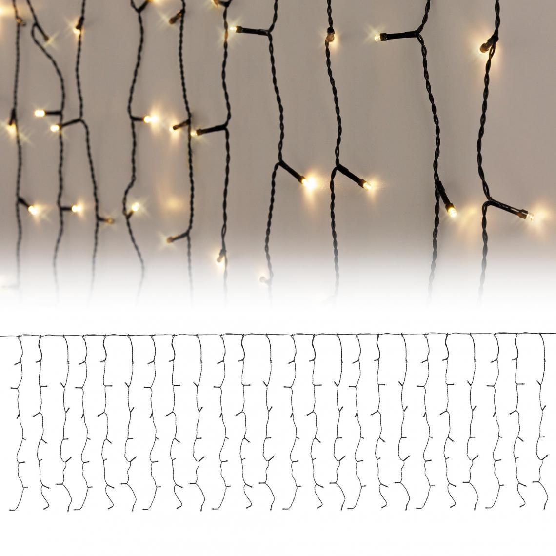 Ecd Germany - Rideau lumineux à LEDs 2m noir 200 LEDs blanc chaud en PVC - Décorations de Noël
