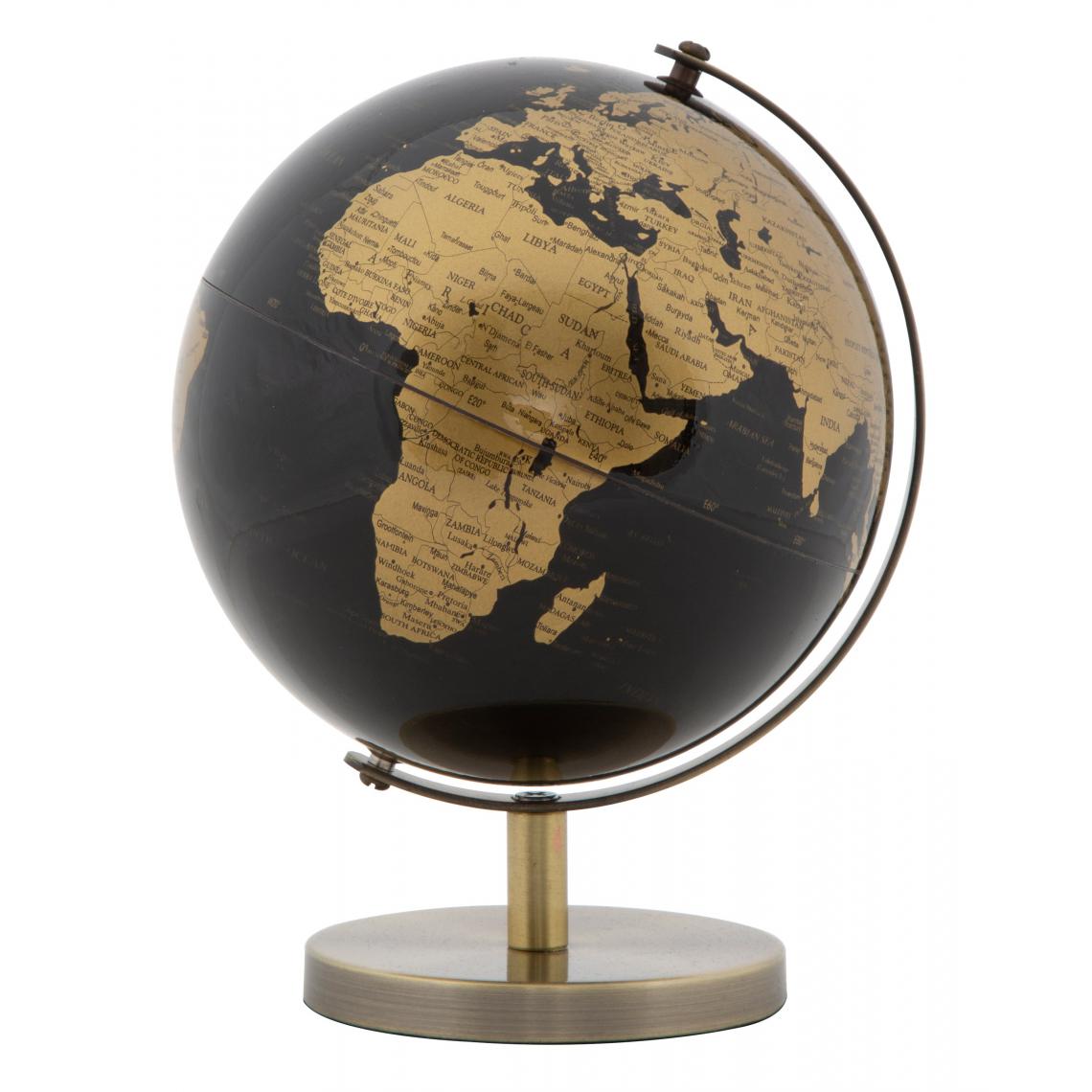 Alter - Globe décoratif, en matière plastique, avec base en métal, couleur noire, Dimensions 13 x 17 x 13 cm - Objets déco