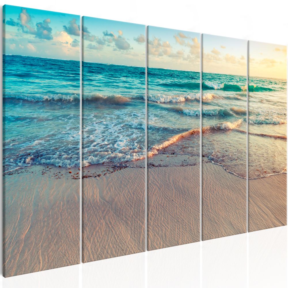 Bimago - Tableau - Beach in Punta Cana (5 Parts) Narrow - Décoration, image, art | Paysages | Paysage marin | - Tableaux, peintures