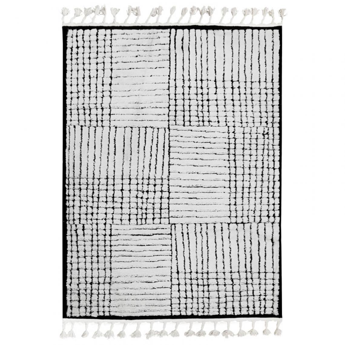 Thedecofactory - GRAPHICA - Tapis effet relief motifs cubes blanc noir 120x170 - Tapis