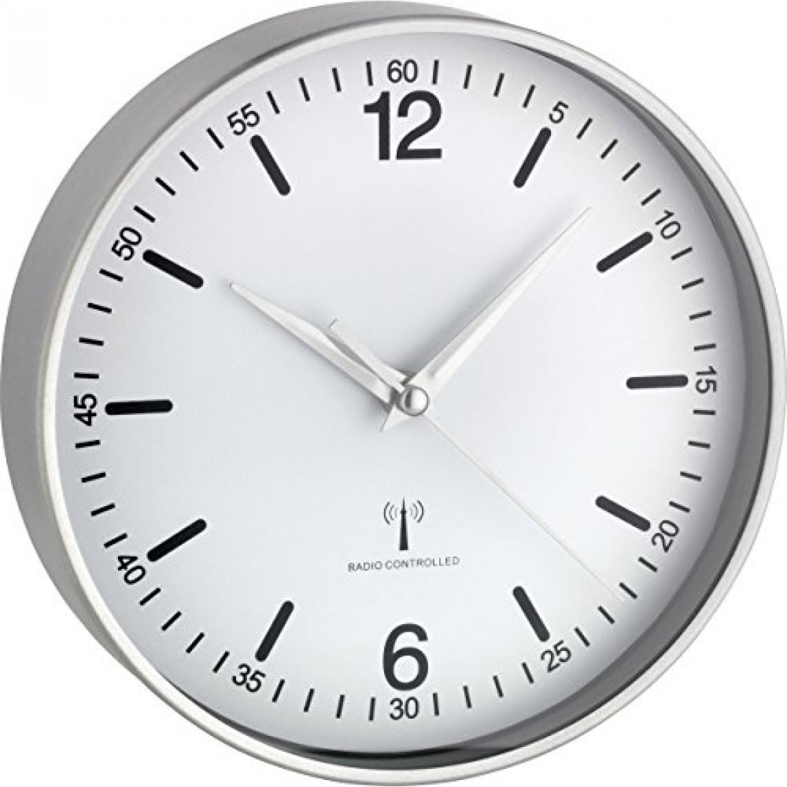 Inconnu - TFA Horloge Murale Radio-Pilotée en aluminium, Blanc, 19,5 x 4,5 x 19,5 cm - Horloges, pendules