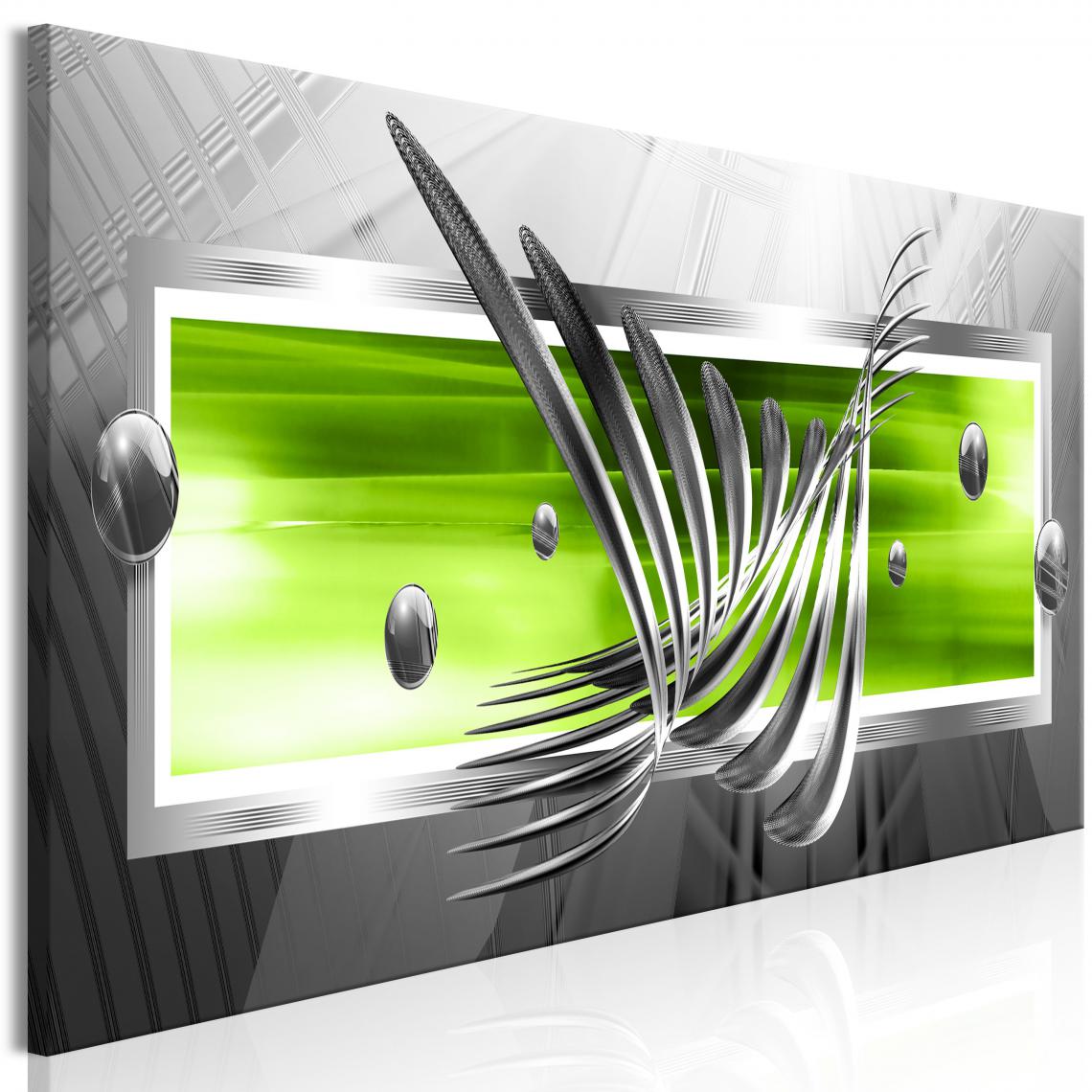Decoshop26 - Tableau sur toile décoration murale image imprimée cadre en bois à suspendre Ailes d'argent (1 partie) vert étroit 120x40 cm 11_0001496 - Tableaux, peintures