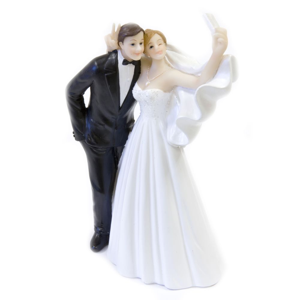 Visiodirect - Lot de 4 Figurines Couple mariés selfie - 13,5 cm - Objets déco