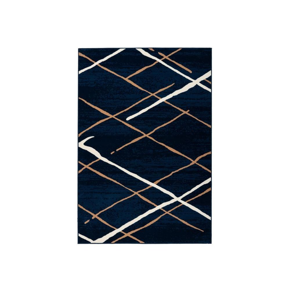 Paris Prix - Tapis Rayures à Poils Courts ""Vancouver I"" Bleu - 160 x 230 cm - Tapis