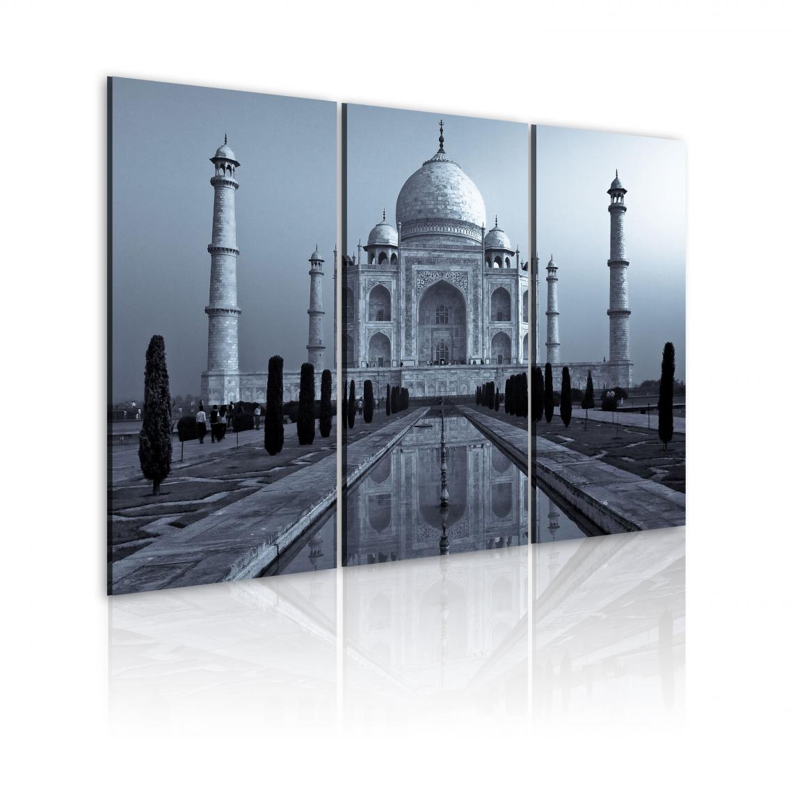Decoshop26 - Tableau sur toile en 3 panneaux décoration murale image imprimée cadre en bois à suspendre Taj Mahaj by night, India 60x40 cm 11_0008424 - Tableaux, peintures