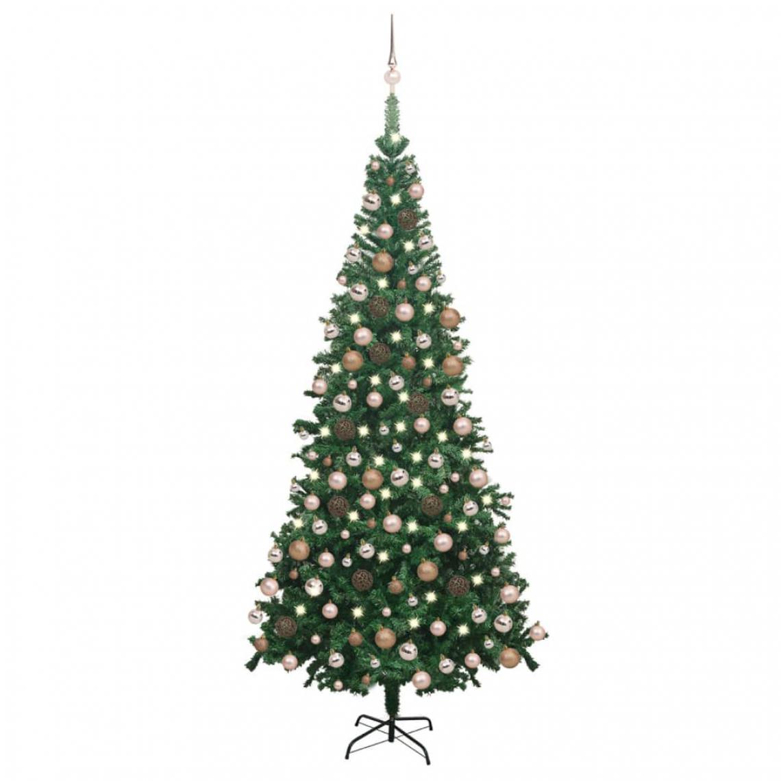 Vidaxl - vidaXL Arbre de Noël artificiel avec LED et boules L 240 cm Vert - Sapin de Noël