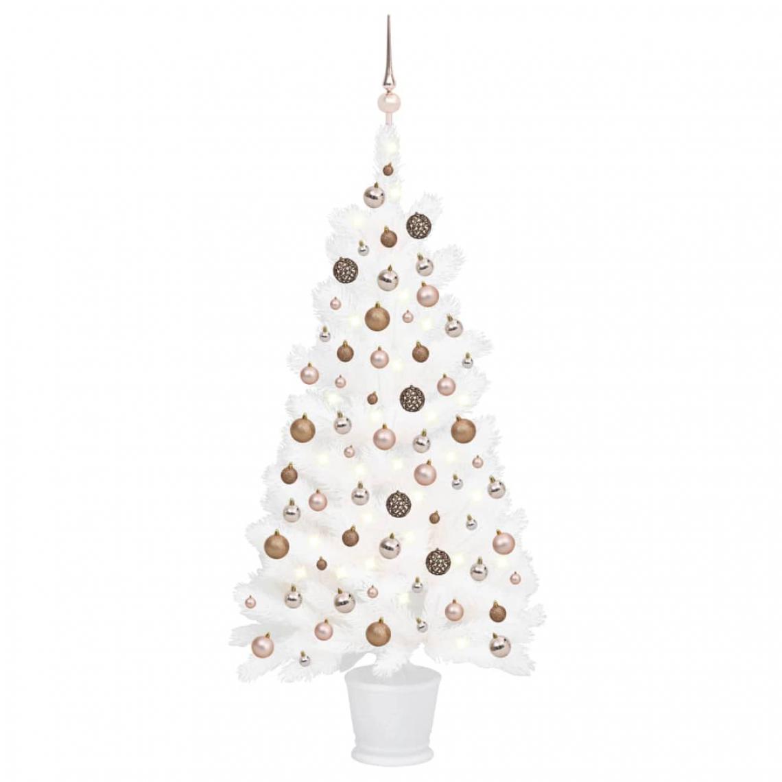 Vidaxl - vidaXL Arbre de Noël artificiel avec LED et boules Blanc 65 cm - Sapin de Noël