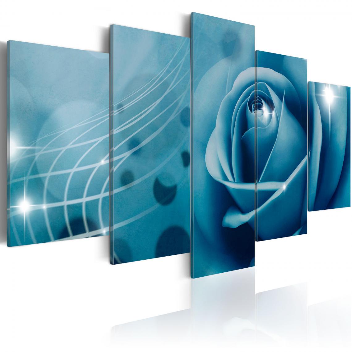 Decoshop26 - Tableau sur toile en 5 panneaux décoration murale image imprimée cadre en bois à suspendre Beauté bleue 200x100 cm 11_0009633 - Tableaux, peintures