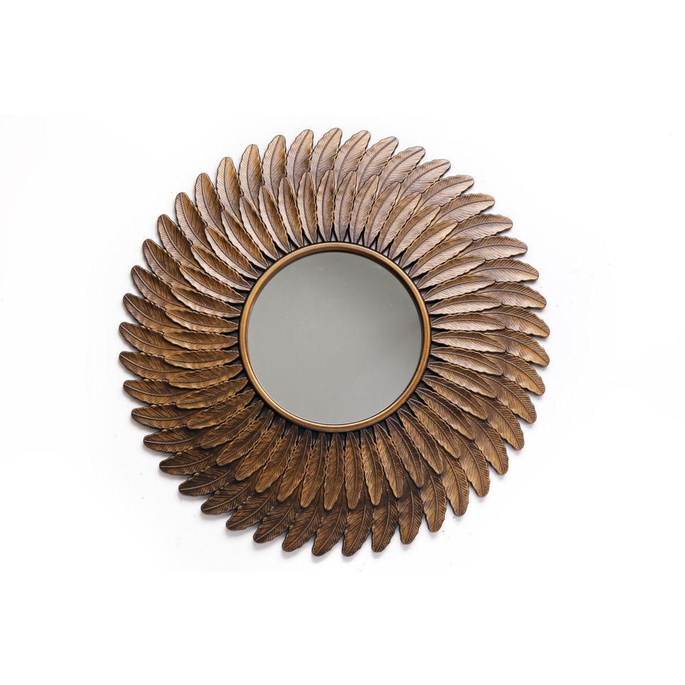 Heart Of The Home - Miroir en métal design Plume - Diam. 61 cm - Couleur cuivre - Miroirs