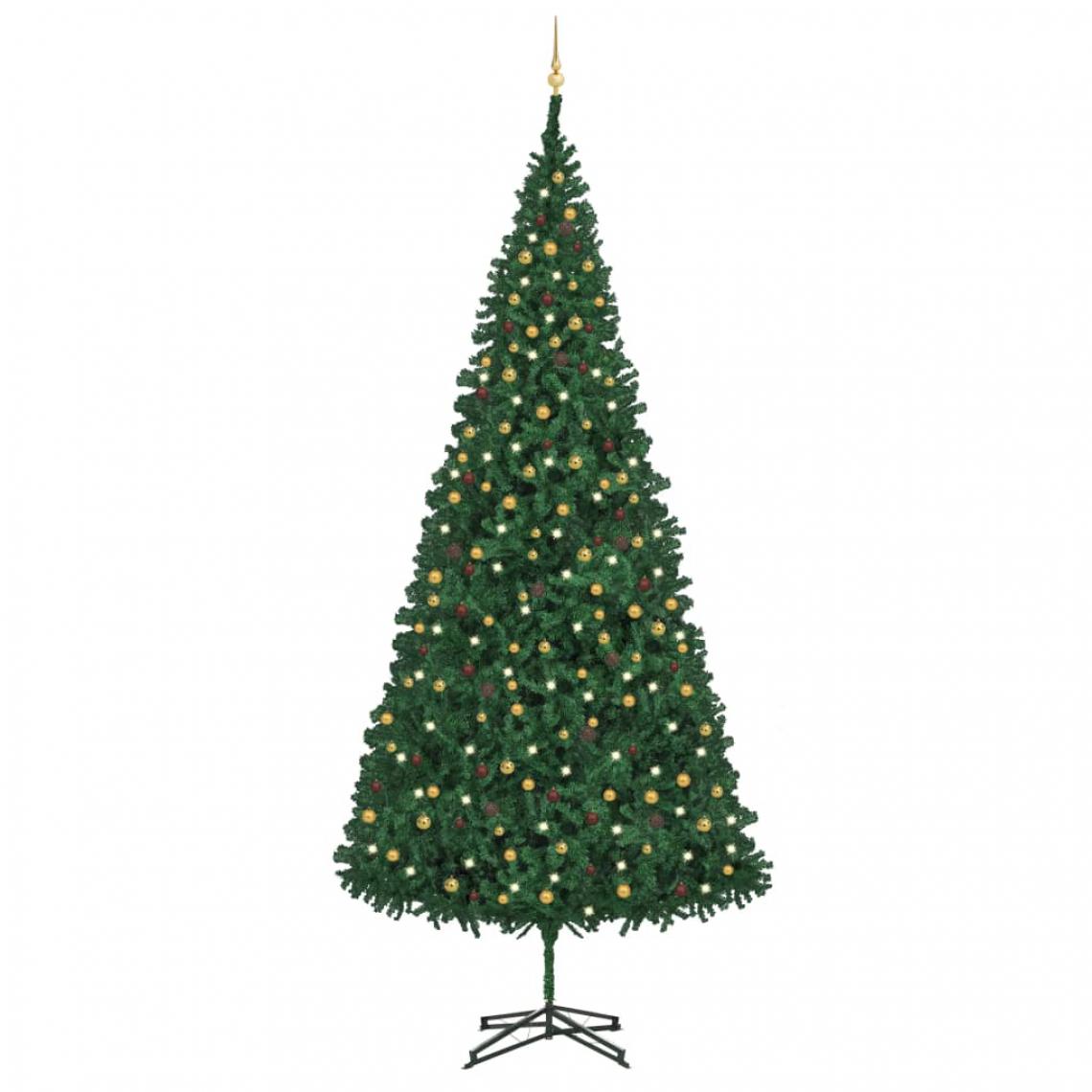 Wottes - Sapin de Noël artificiel avec LED et boules 500 cm Vert - Sapin de Noël