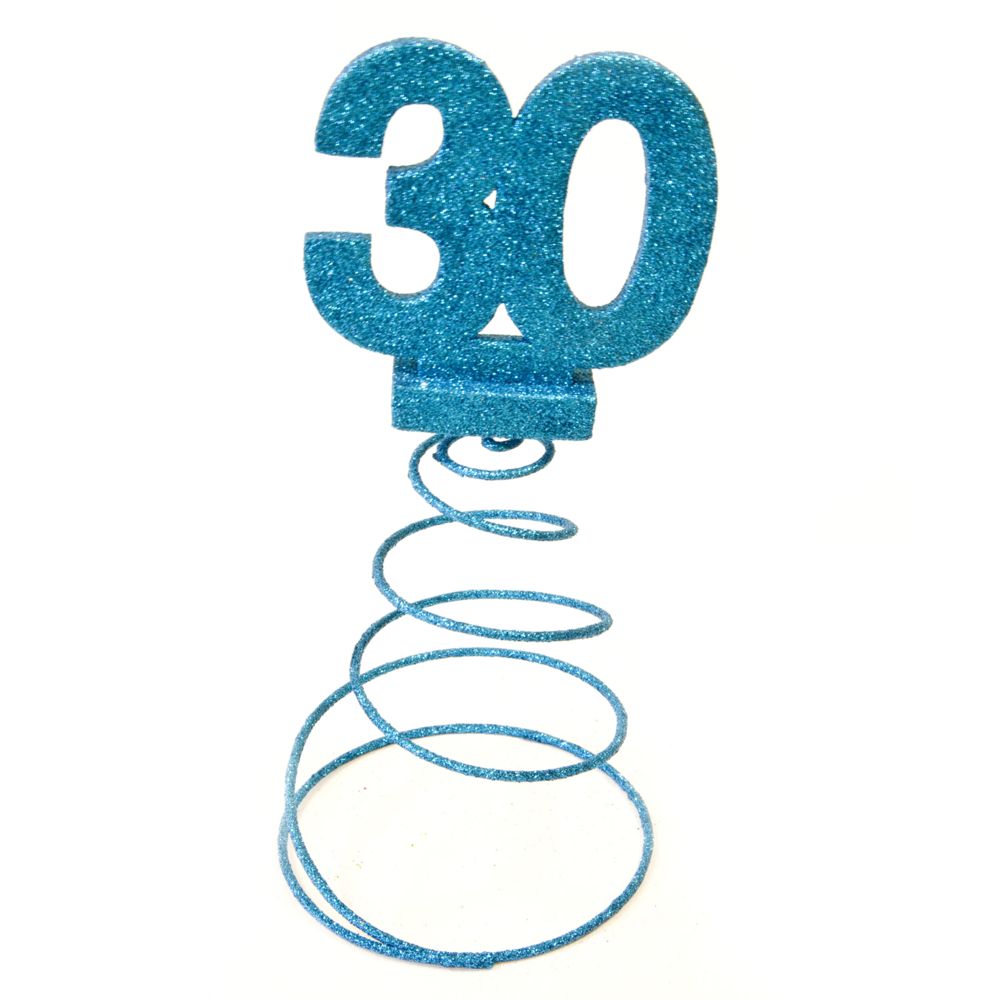 Visiodirect - Lot de 10 Centres de table pour anniversaire 30 ans - turquoise pailletée - Objets déco