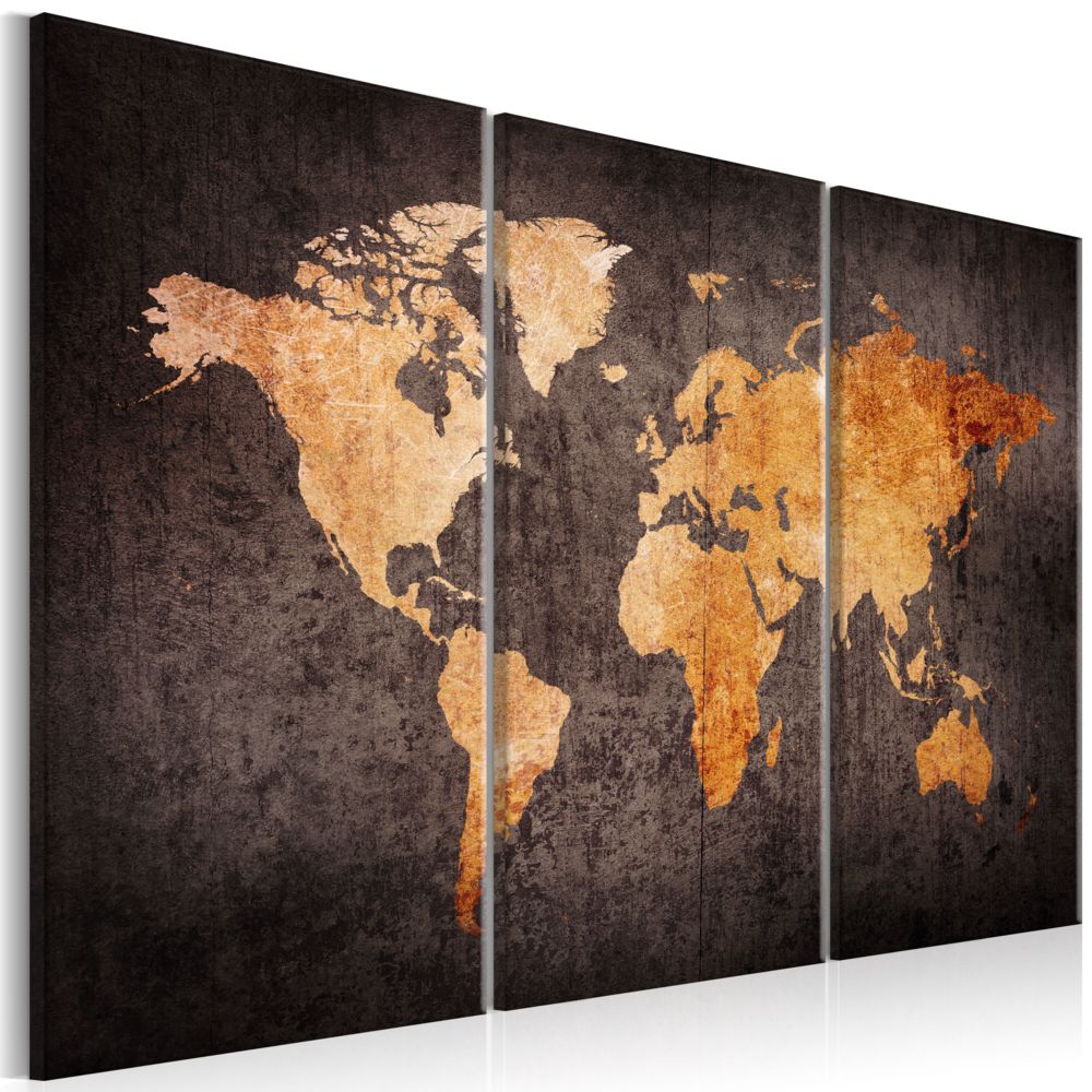 Bimago - Tableau - Chestnut World Map - Décoration, image, art | Cartes du monde | - Tableaux, peintures