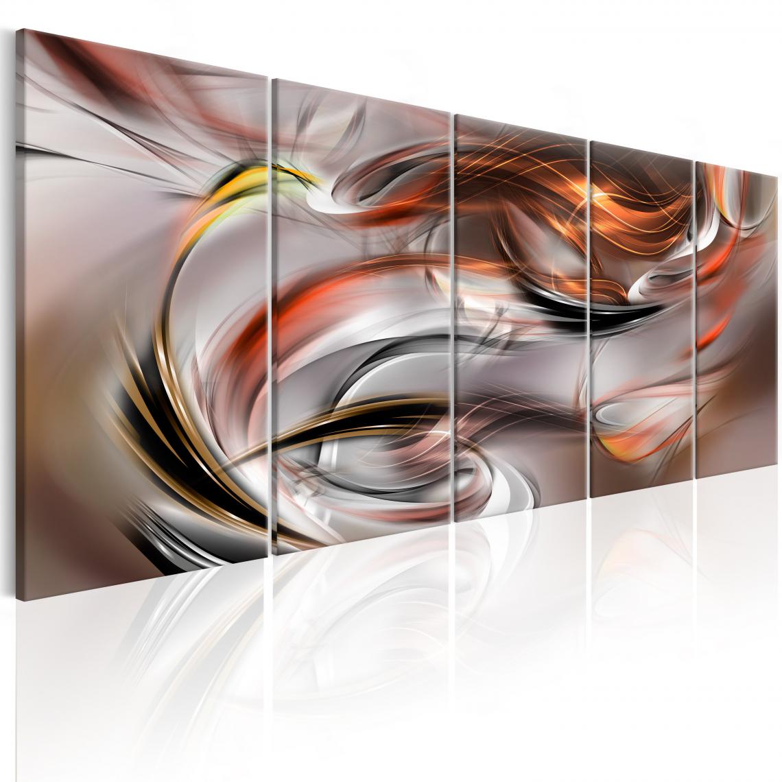 Decoshop26 - Tableau sur toile en 5 panneaux décoration murale image imprimée cadre en bois à suspendre Chaos orange 200x80 cm 11_0001321 - Tableaux, peintures