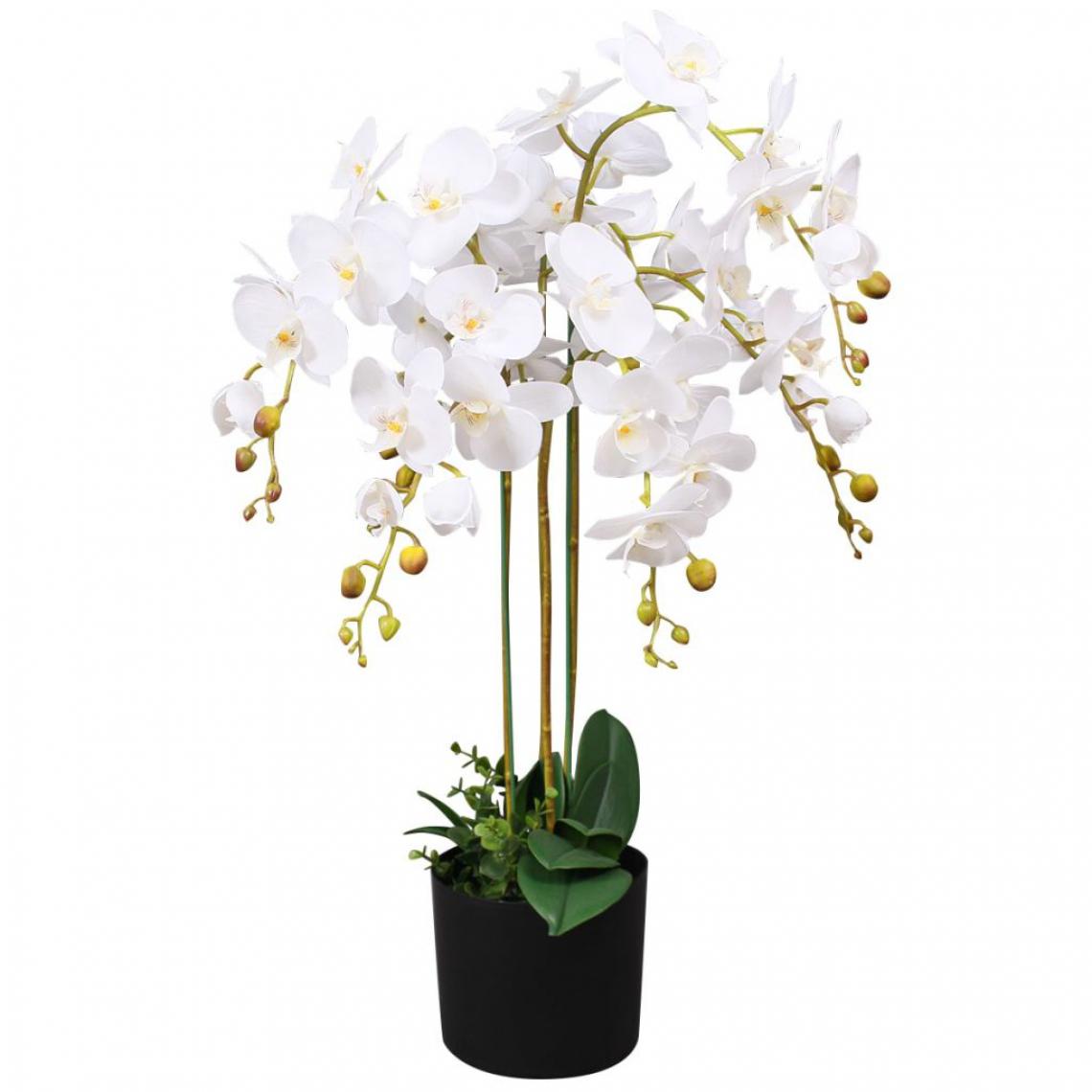 Decoshop26 - Plante artificielle avec pot orchidée 75 cm blanc DEC021906 - Plantes et fleurs artificielles