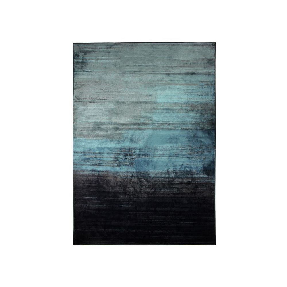 Mon Beau Tapis - VISCOSE ROYALE - Tapis en viscose motifs lignes vert bleu 160x230 - Tapis