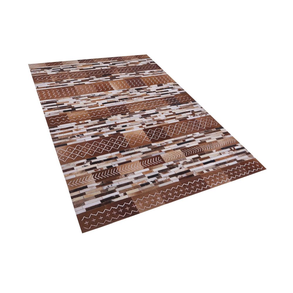 Beliani - Beliani Tapis patchwork en cuir marron 140 x 200 cm HEREKLI - marron - Tapis