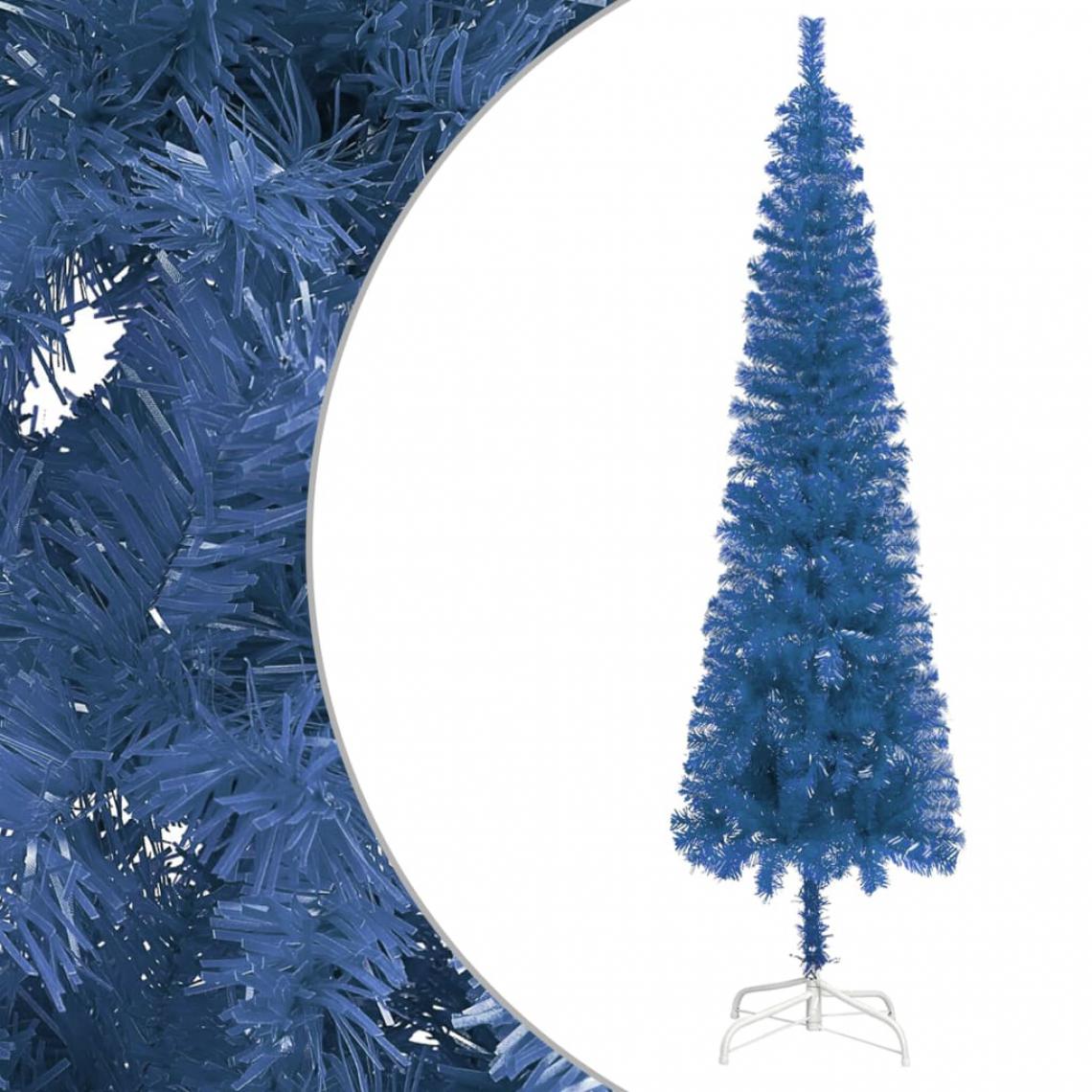 Wottes - Sapin de Noël étroit Bleu 120 cm - Sapin de Noël
