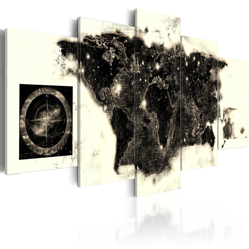 Bimago - Tableau | Black continents | 200x100 | XXL | Cartes du monde | - Tableaux, peintures