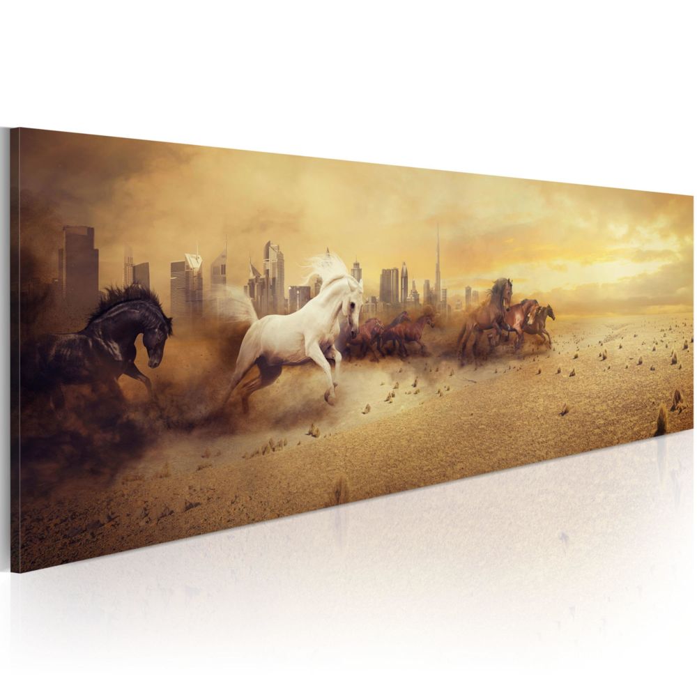 Artgeist - Tableau - City of stallions 135x45 - Tableaux, peintures