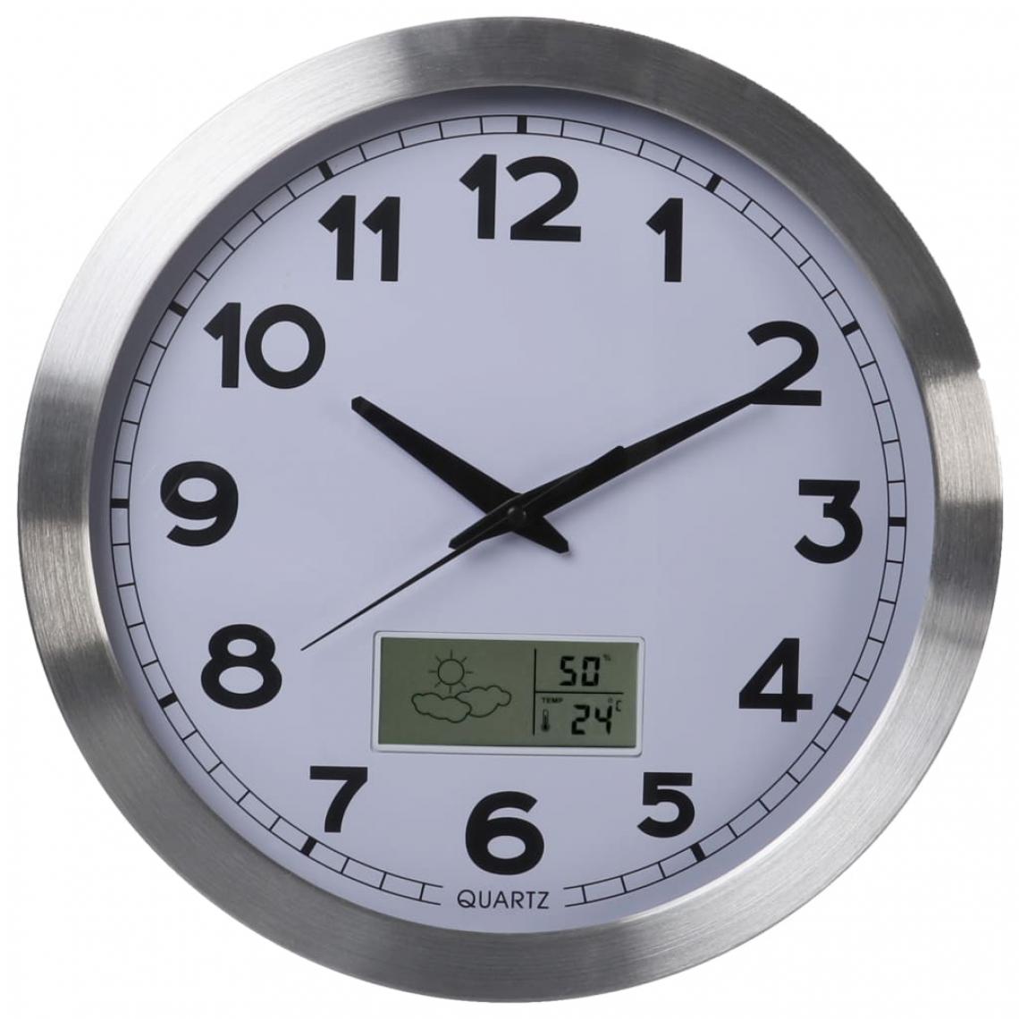 Perel - Perel Horloge murale 35 cm Blanc et argenté - Horloges, pendules