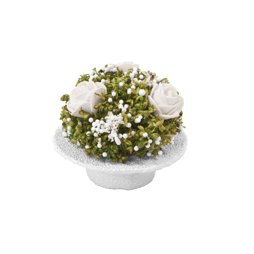 Visiodirect - Lot de 12 Chapeaux garnis de fleurs séchées et rosettes blanc - 7,5 cm - Objets déco