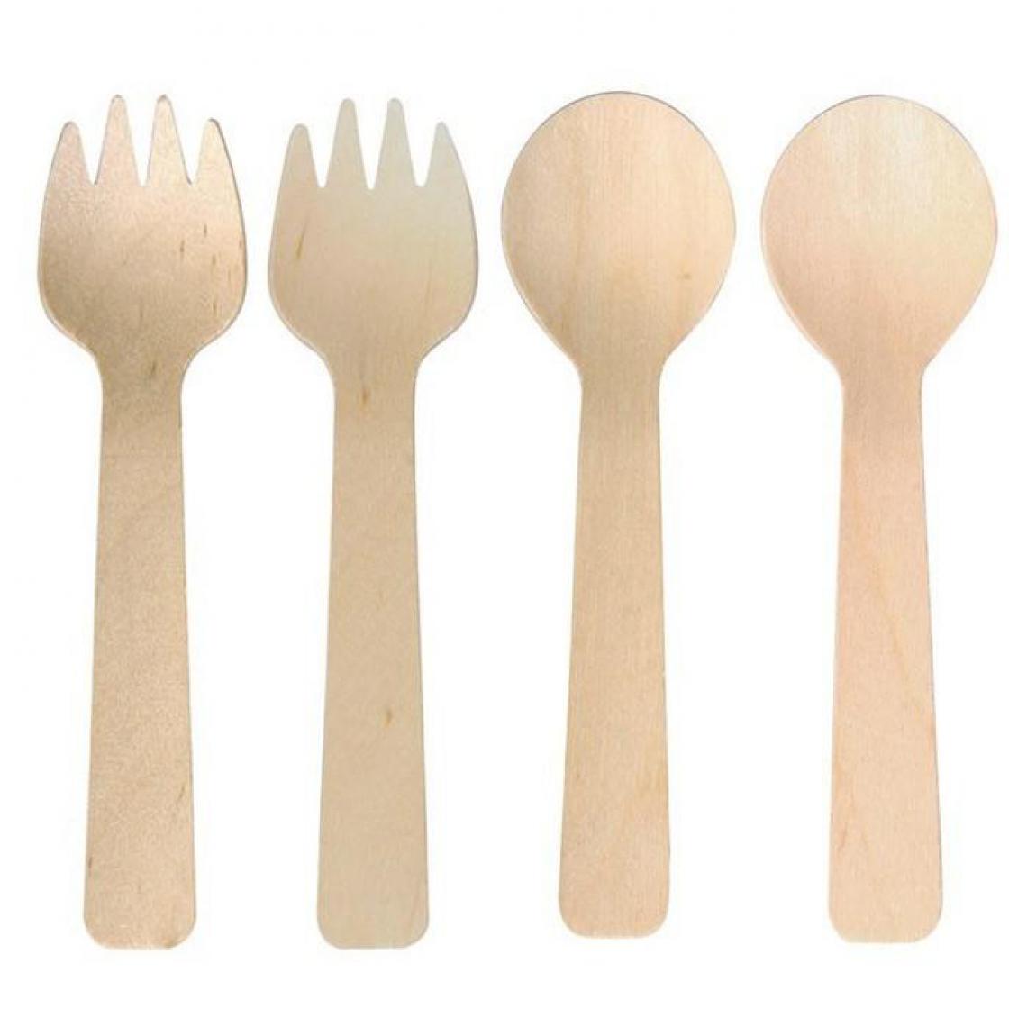 Rayher - 6 cuillères + 6 fourchettes en bois 10 cm - Objets déco
